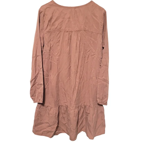 Buffalo David Bitton Mocha Brown Boho Peasant Mini Dress Pockets NWT - Picture 2 of 13